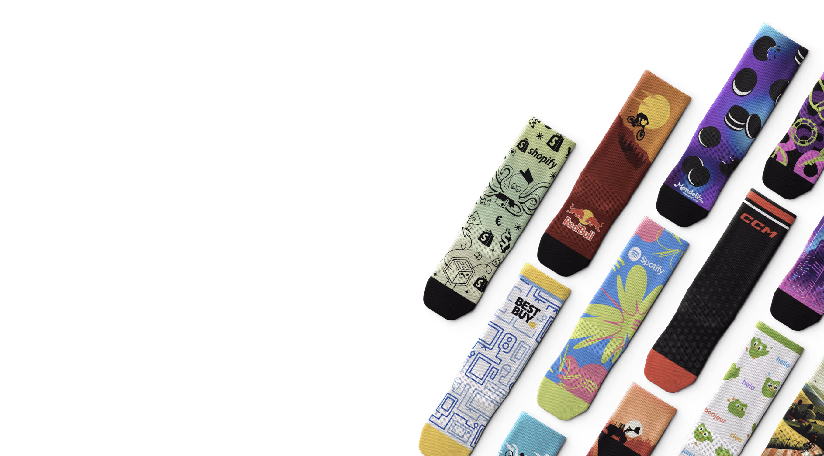 A variety of custom socks